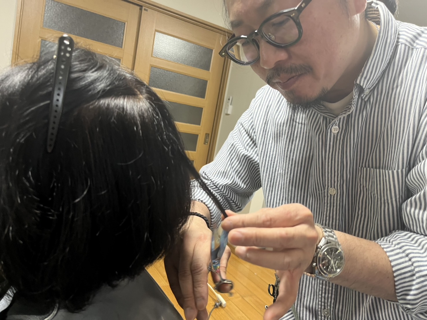 連休初日　実家にて✂️